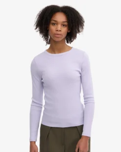 Women Organic Rib LS T-Shirt - Soft Lavender