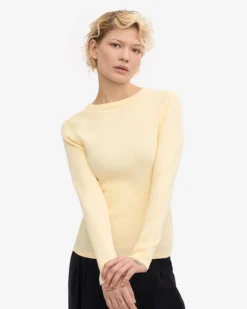 Women Organic Rib LS T-Shirt - Soft Yellow