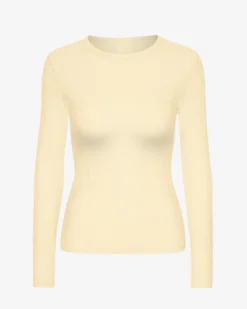 Women Organic Rib LS T-Shirt - Soft Yellow