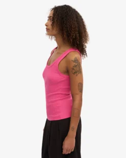 Women Organic Rib Tank Top - Bubblegum Pink