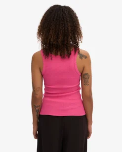 Women Organic Rib Tank Top - Bubblegum Pink