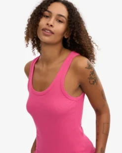 Women Organic Rib Tank Top - Bubblegum Pink