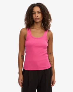 Women Organic Rib Tank Top - Bubblegum Pink