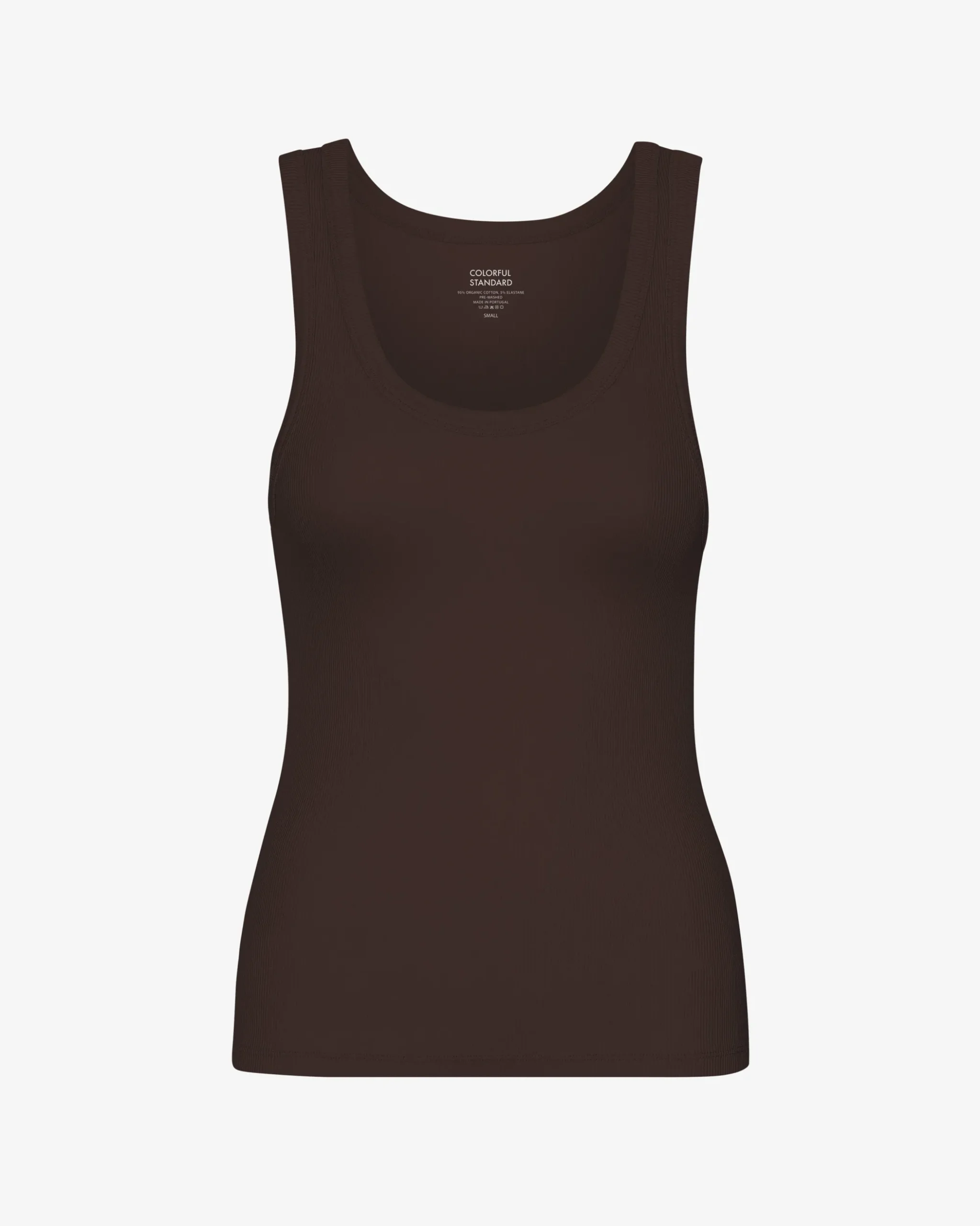 Women Organic Rib Tank Top - Coffee Brown