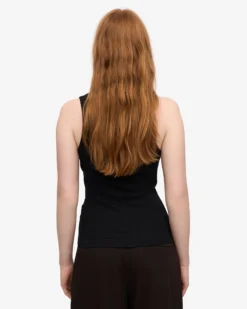 Women Organic Rib Tank Top - Deep Black