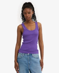 Women Organic Rib Tank Top - Dusty Olive