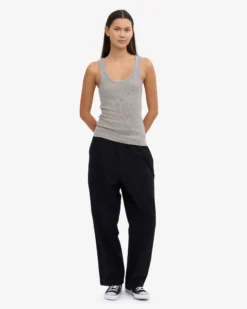 Women Organic Rib Tank Top - Heather Grey