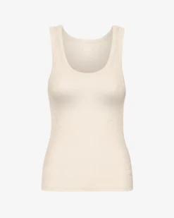 Women Organic Rib Tank Top - Ivory White