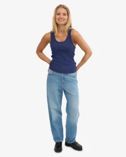 Women Organic Rib Tank Top - Marine Blue