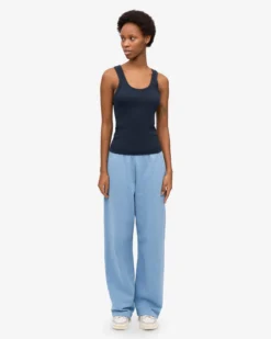 Women Organic Rib Tank Top - Navy Blue