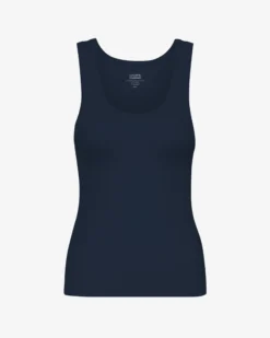 Women Organic Rib Tank Top - Navy Blue