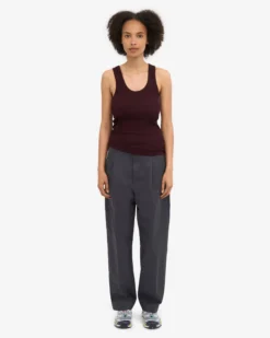 Women Organic Rib Tank Top - Oxblood Red