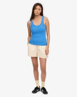 Women Organic Rib Tank Top - Pacific Blue