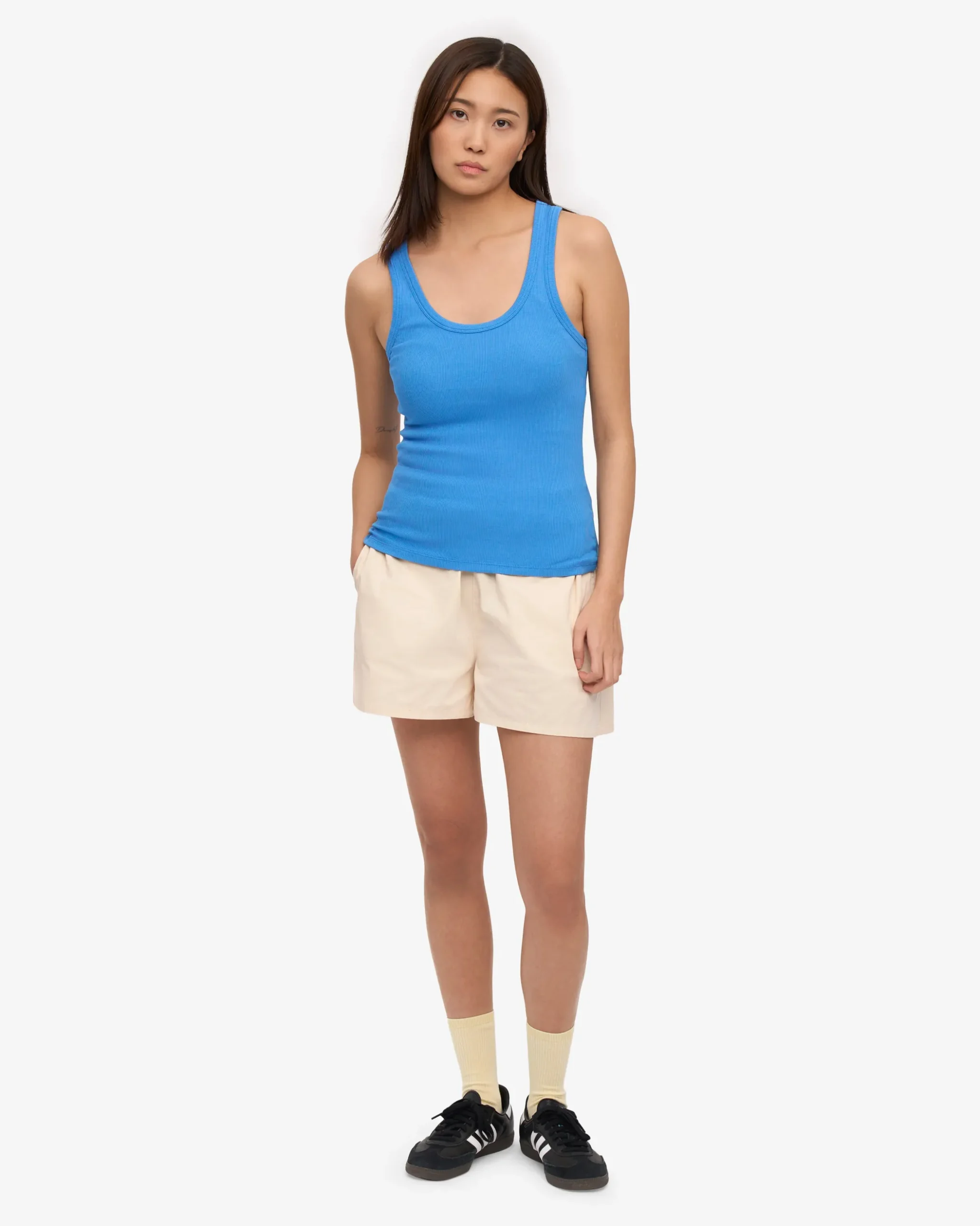 Women Organic Rib Tank Top - Pacific Blue