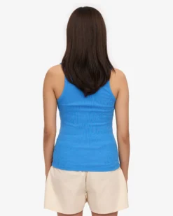 Women Organic Rib Tank Top - Pacific Blue