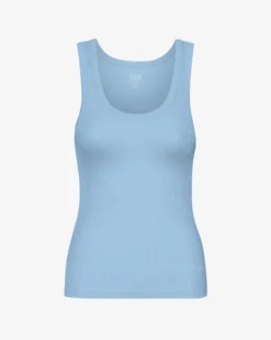 Women Organic Rib Tank Top - Seaside Blue