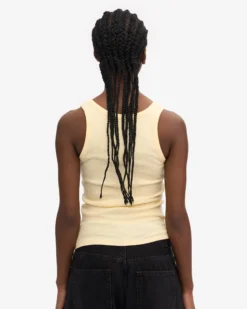 Women Organic Rib Tank Top - Soft Yellow