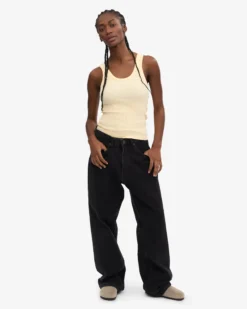 Women Organic Rib Tank Top - Soft Yellow