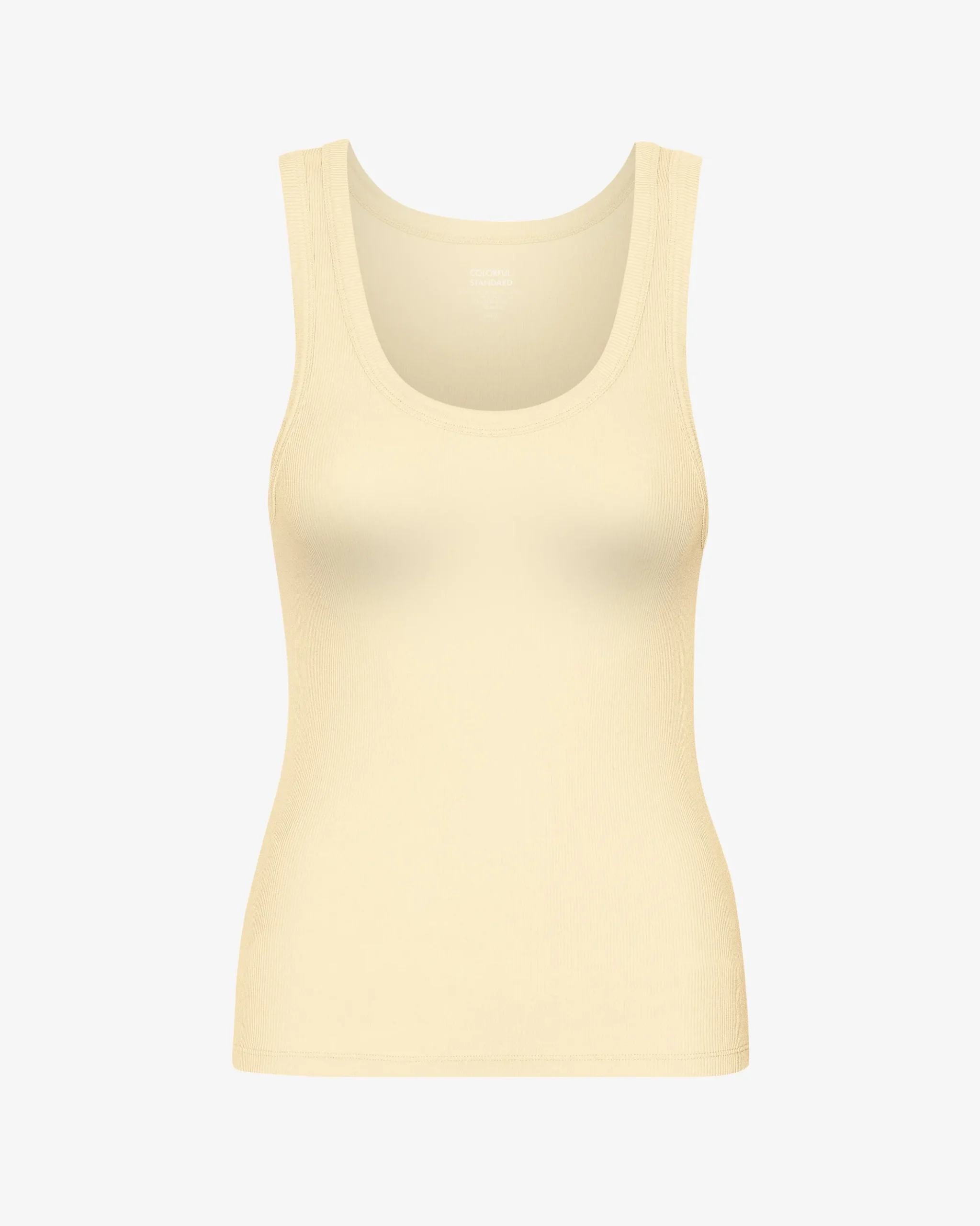 Women Organic Rib Tank Top - Soft Yellow