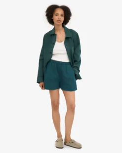 Women Organic Twill Shorts - Ocean Green
