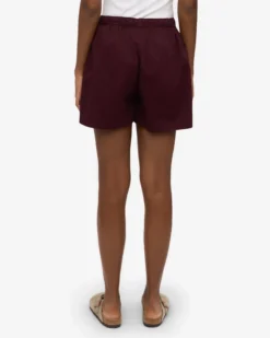 Women Organic Twill Shorts - Oxblood Red