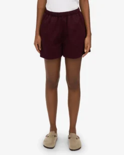 Women Organic Twill Shorts - Oxblood Red