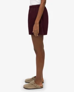 Women Organic Twill Shorts - Oxblood Red