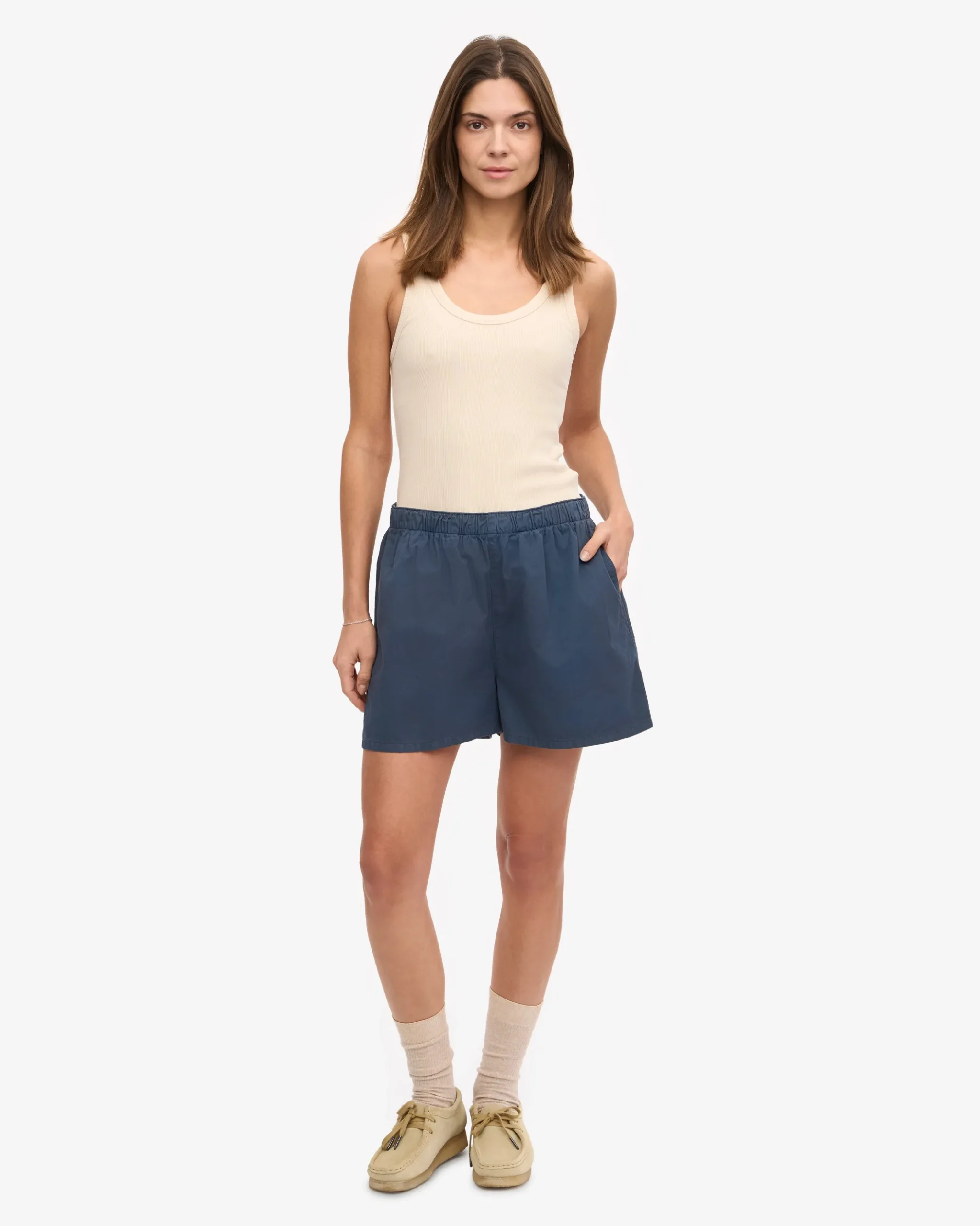 Women Organic Twill Shorts - Petrol Blue & Steel Blue (2-Pack)