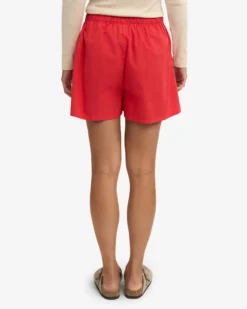 Women Organic Twill Shorts - Red Tangerine