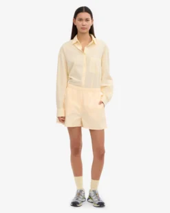 Women Organic Twill Shorts - Soft Yellow